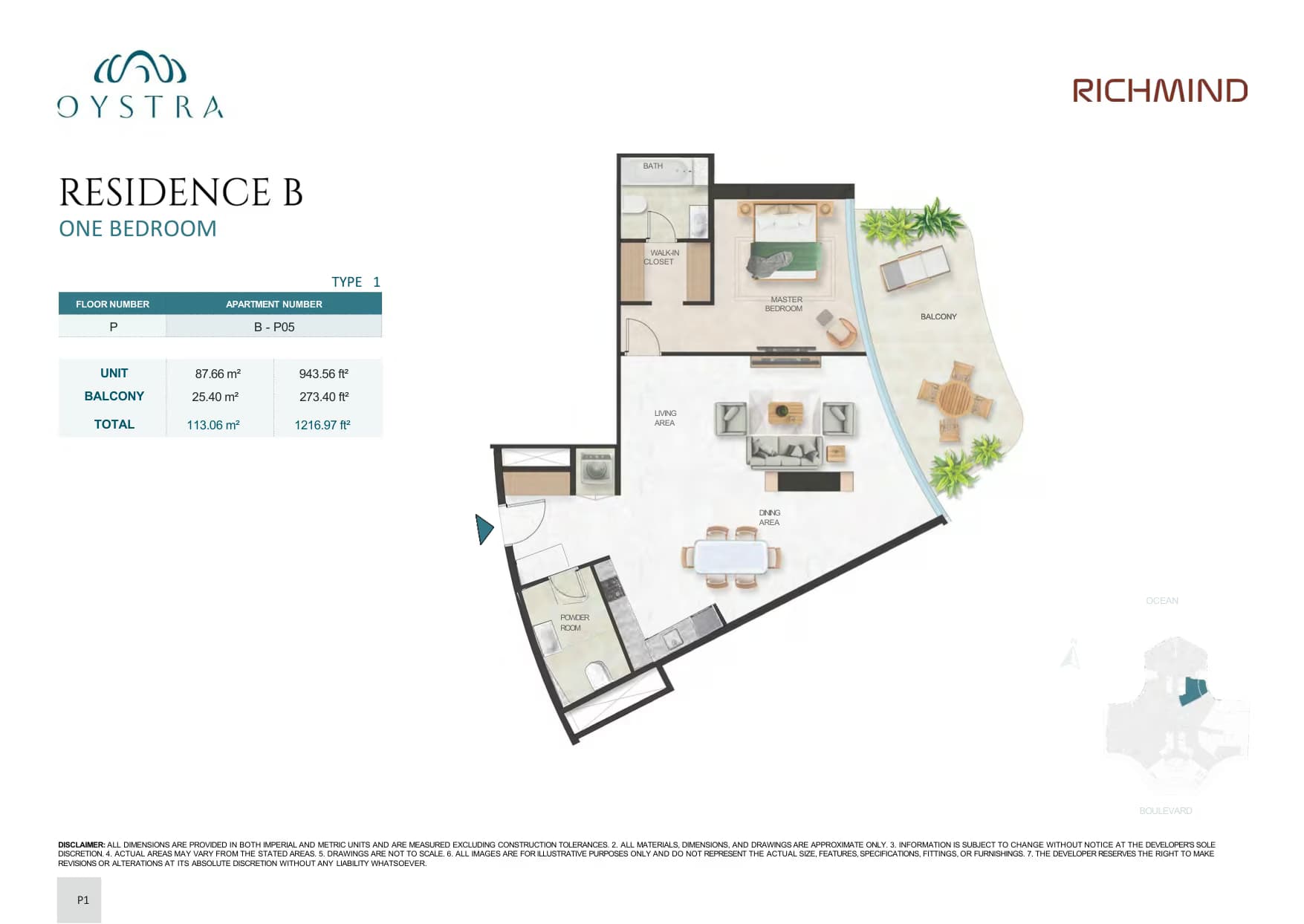 OYSTRA Grundriss 1 Bedroom