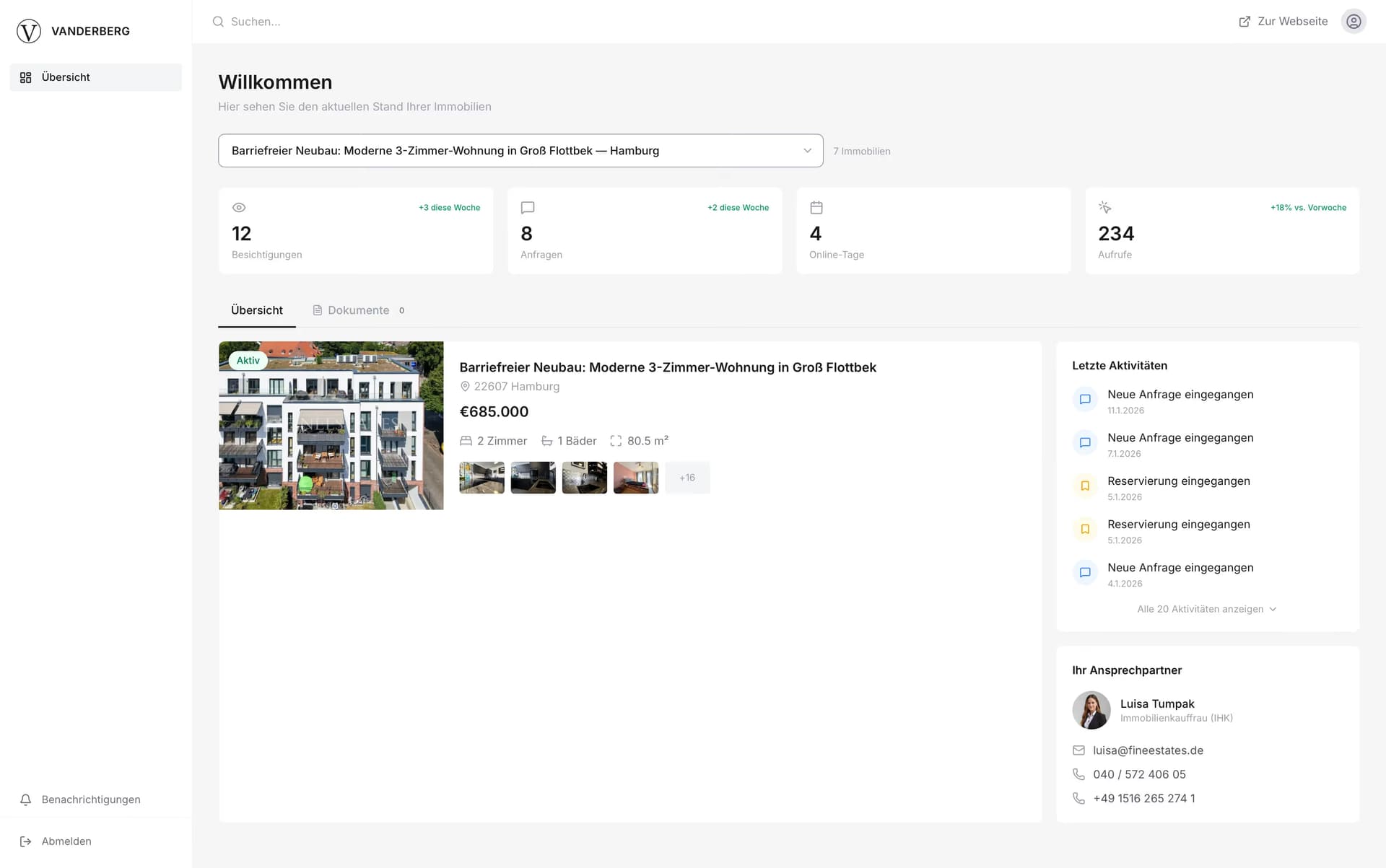 VANDERBERG Makler-Dashboard
